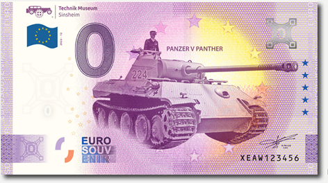 0-Euro Souvenirschein Technik Museum Sinsheim - Panzer V Panther