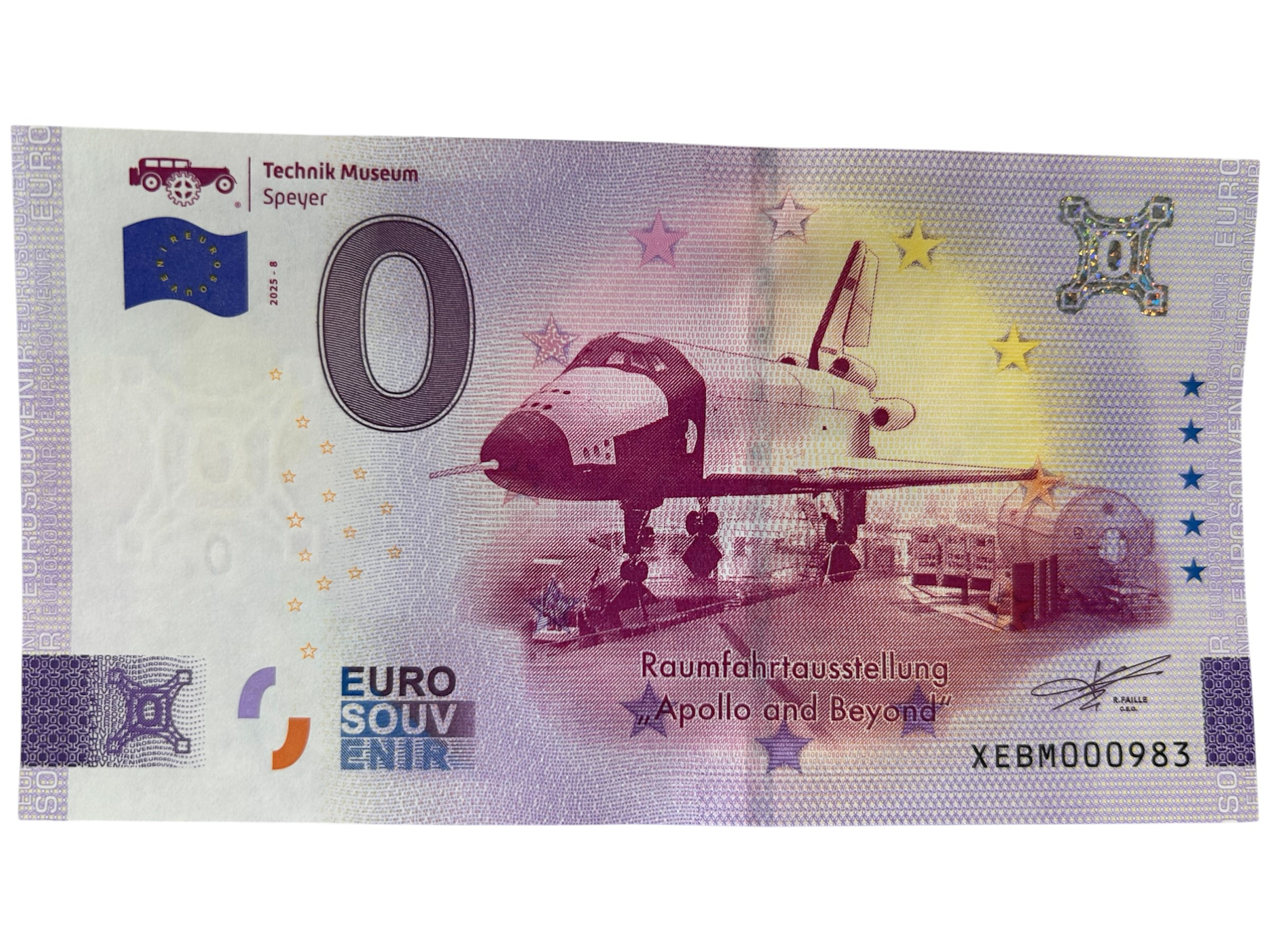 0-Euro Souvenirschein Technik Museum Speyer - Raumfahrtausstellung