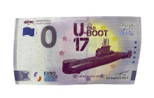 0-Euro souvenir certificate Technik Museum Sinsheim Speyer - U-Boat 17 Class 206 A
